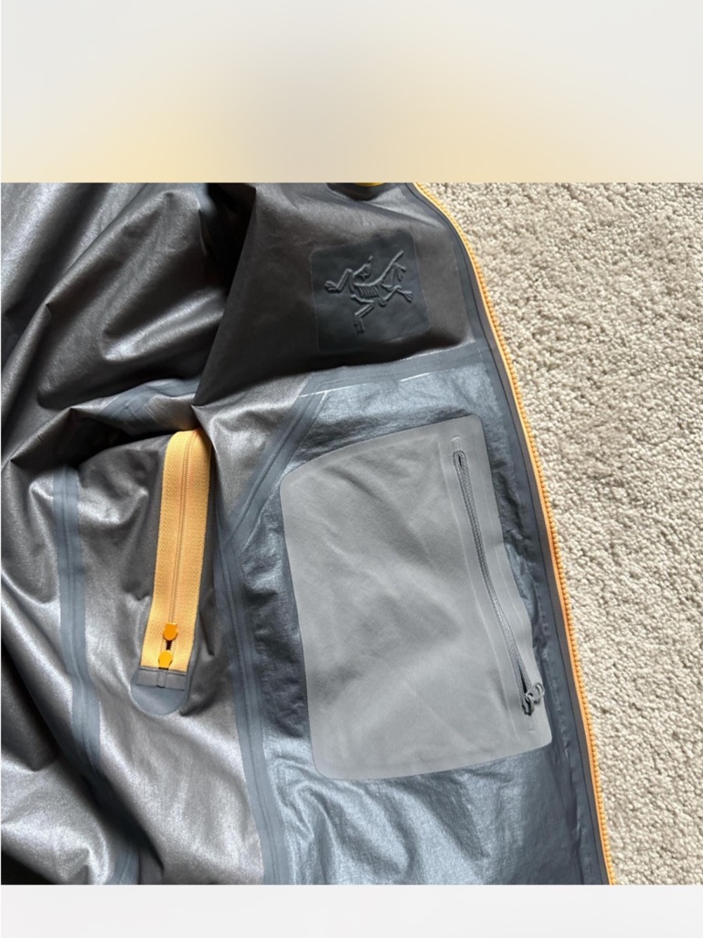 Arc'teryx Yellow Men's Rain Shell Jacket - Picture 8 of 8